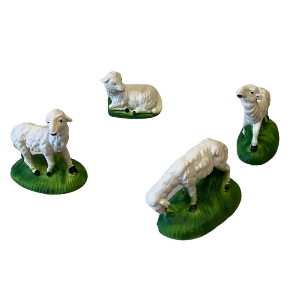 Set of Four Resin Sheep for 12 cm Nativity Figures