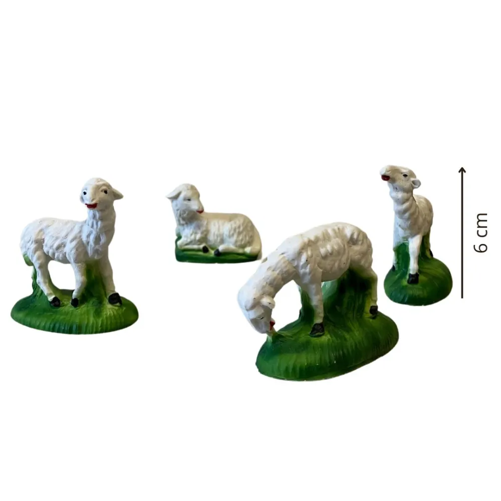 Set of Four Resin Sheep for 12 cm Nativity Figures