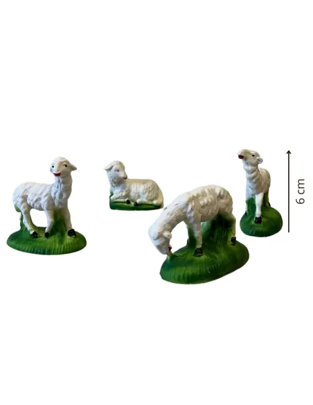 Set 4 pecore in resina per statue da 12 cm