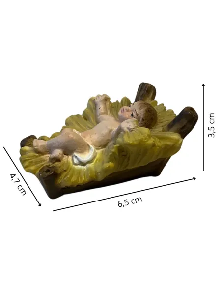 Gesù bambino in resina con culla per statue da 12 cm