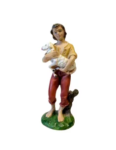 Shepherd Holding a Sheep – Resin, 12 cm