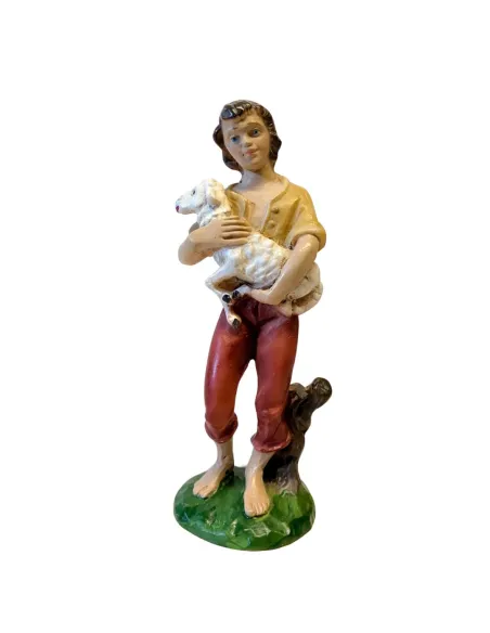Shepherd Holding a Sheep – Resin, 12 cm