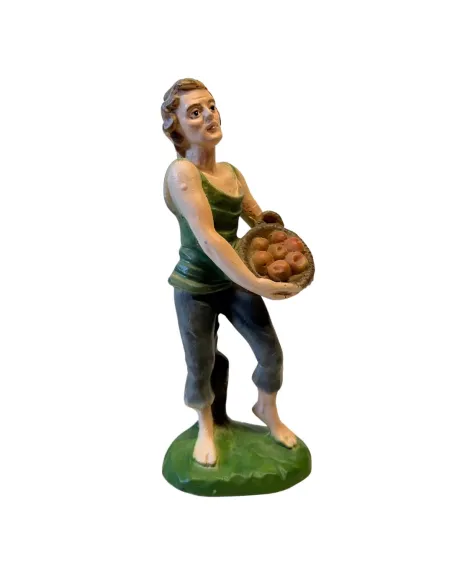 Farmer with Fruit Basket – Resin, 12 cm