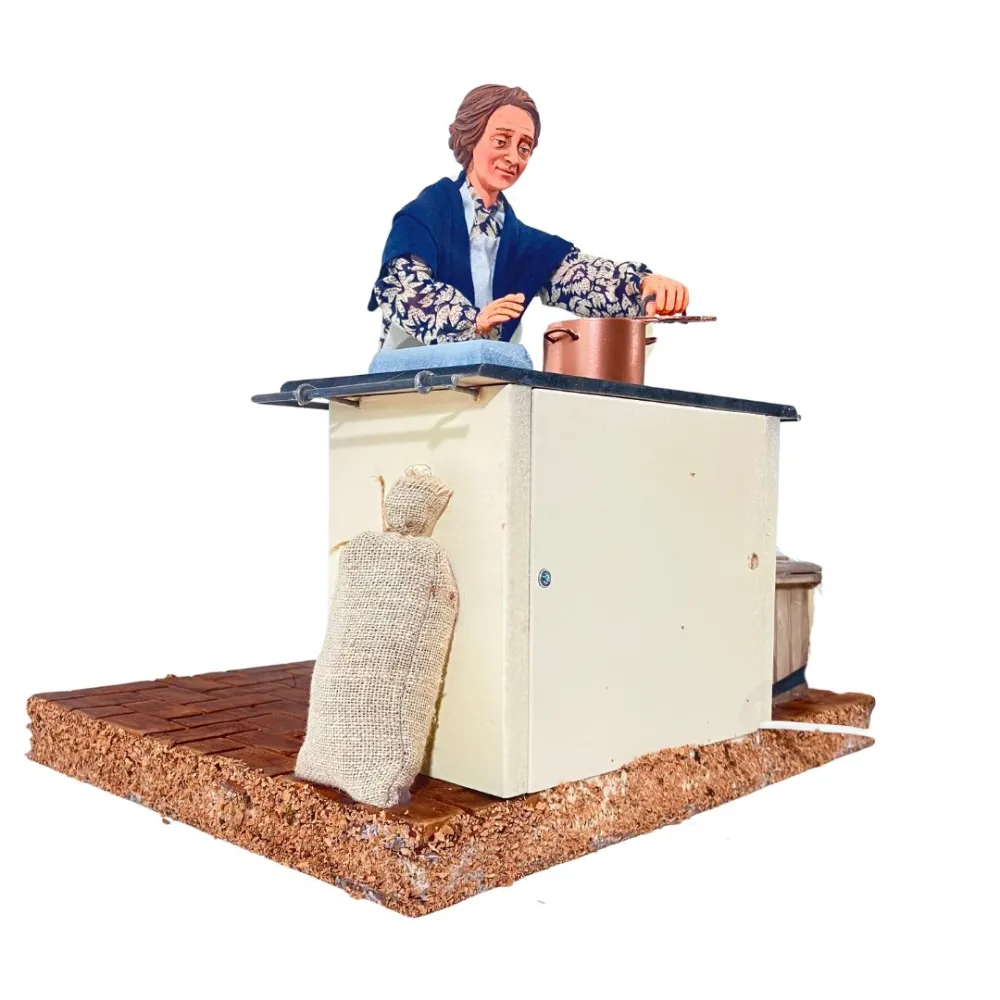 Animated Traditional Woman with Smoking Pot - 30 cm