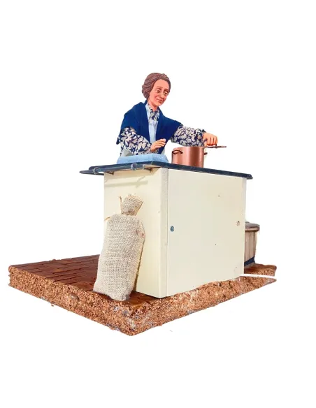 Animated Traditional Woman with Smoking Pot - 30 cm