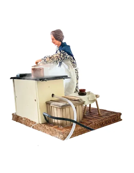 Animated Traditional Woman with Smoking Pot - 30 cm
