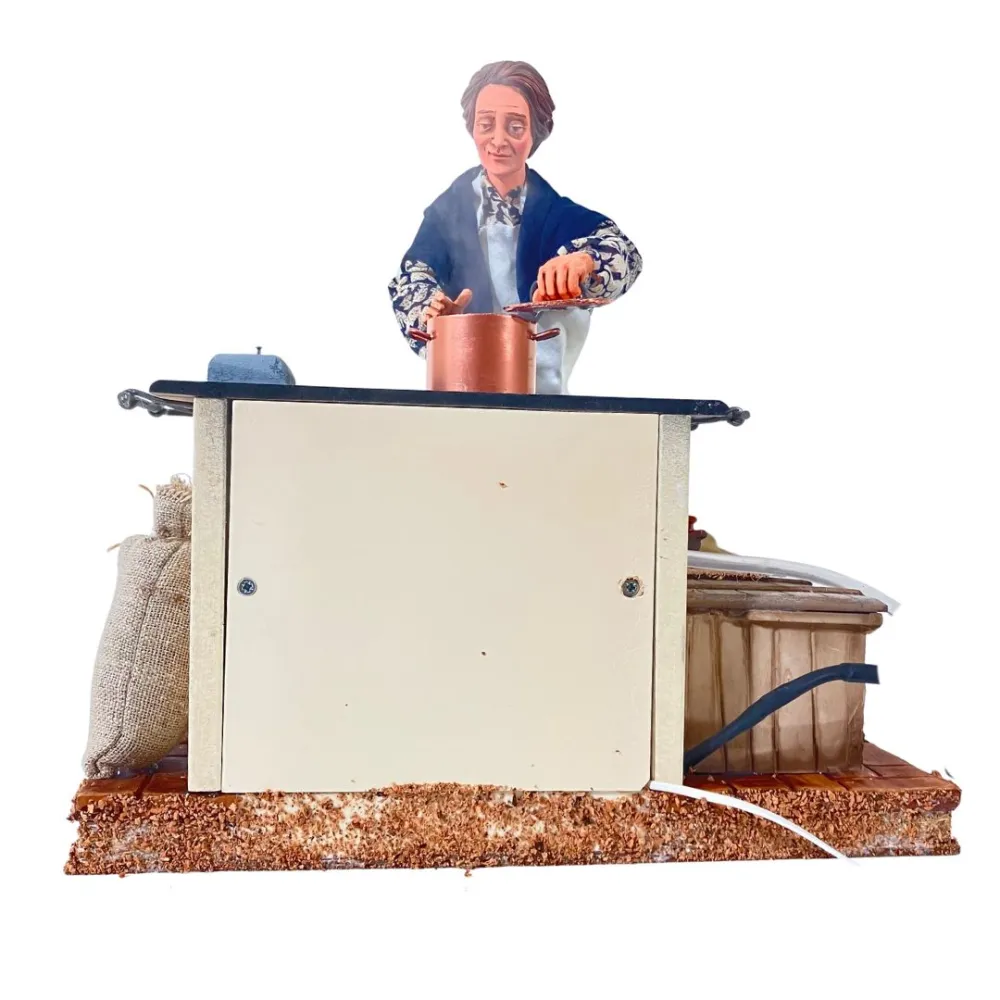 Animated Traditional Woman with Smoking Pot - 30 cm