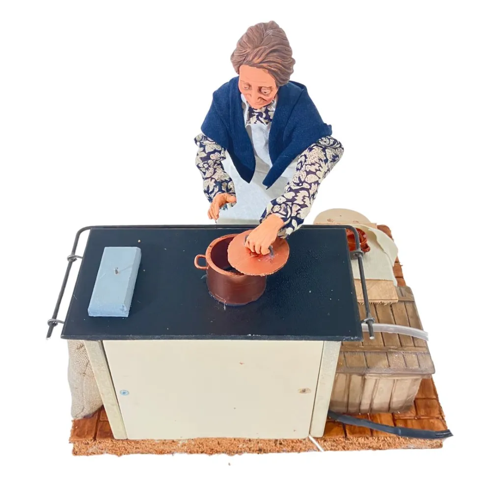 Animated Traditional Woman with Smoking Pot - 30 cm