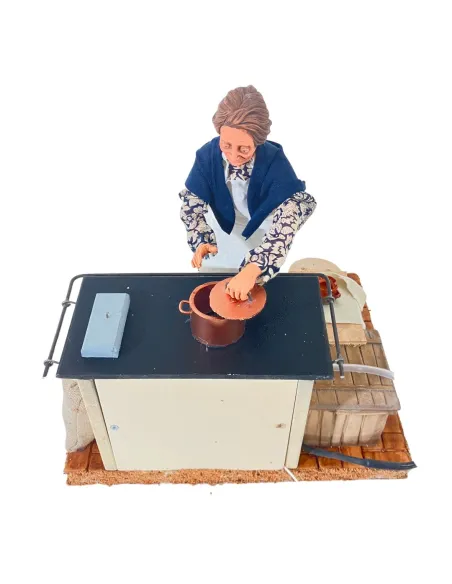 Animated Traditional Woman with Smoking Pot - 30 cm