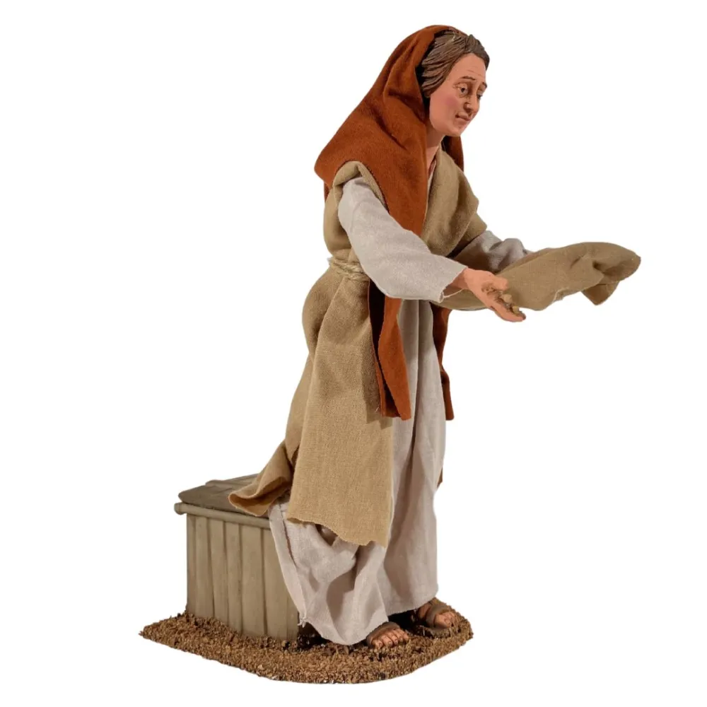Animated Palestinian Woman Feeding Chickens - 30 cm