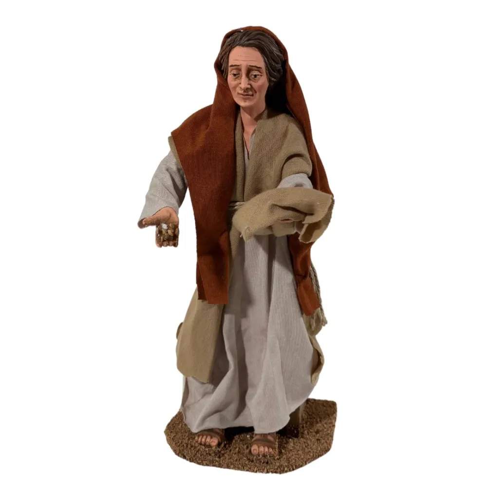Animated Palestinian Woman Feeding Chickens - 30 cm