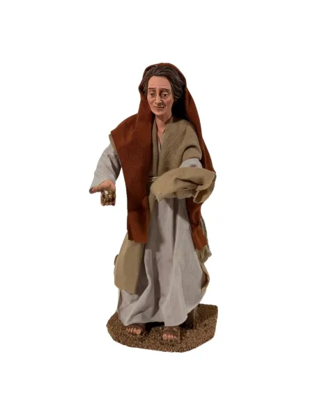 Animated Palestinian Woman Feeding Chickens - 30 cm