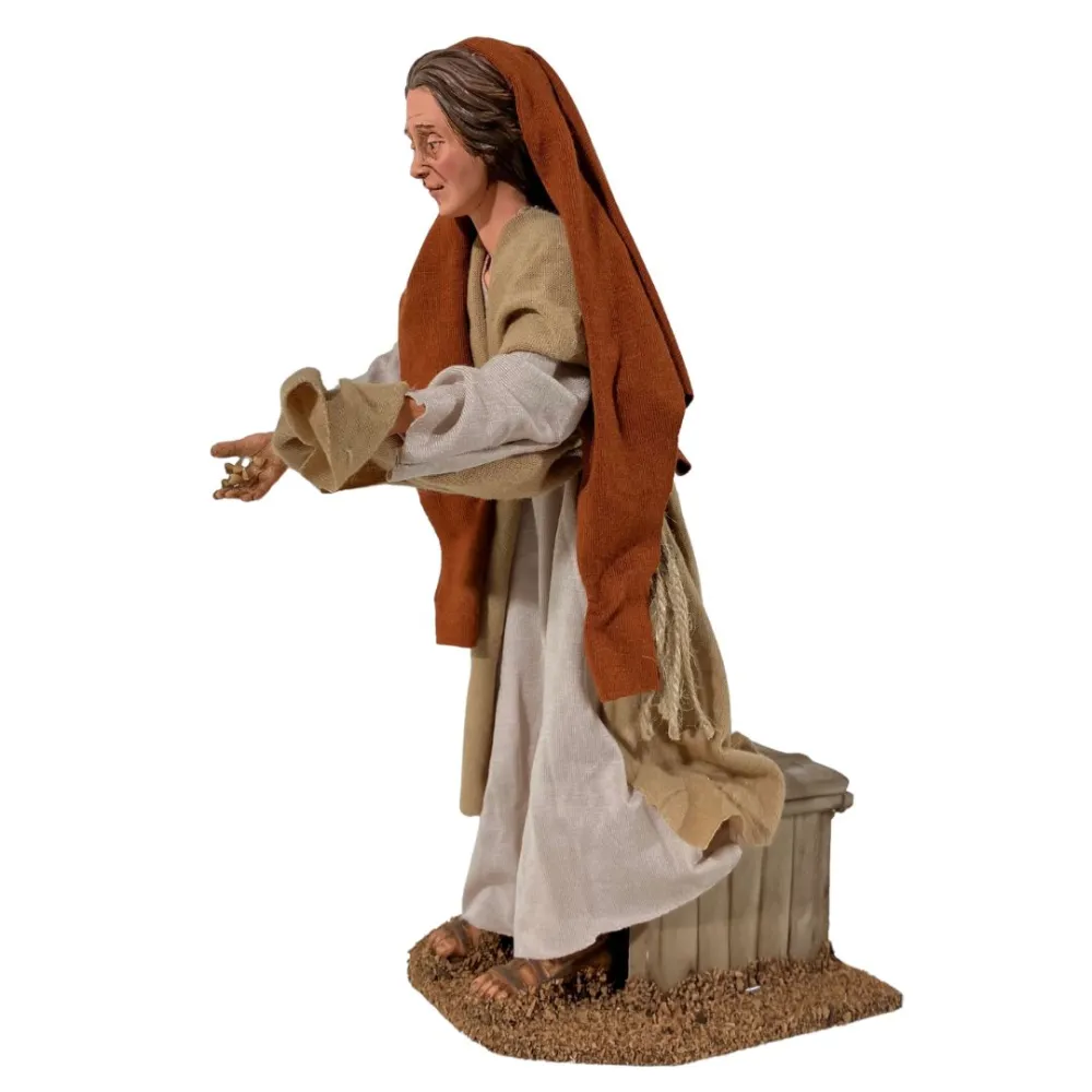 Animated Palestinian Woman Feeding Chickens - 30 cm