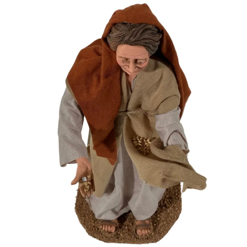 Animated Palestinian Woman Feeding Chickens - 30 cm