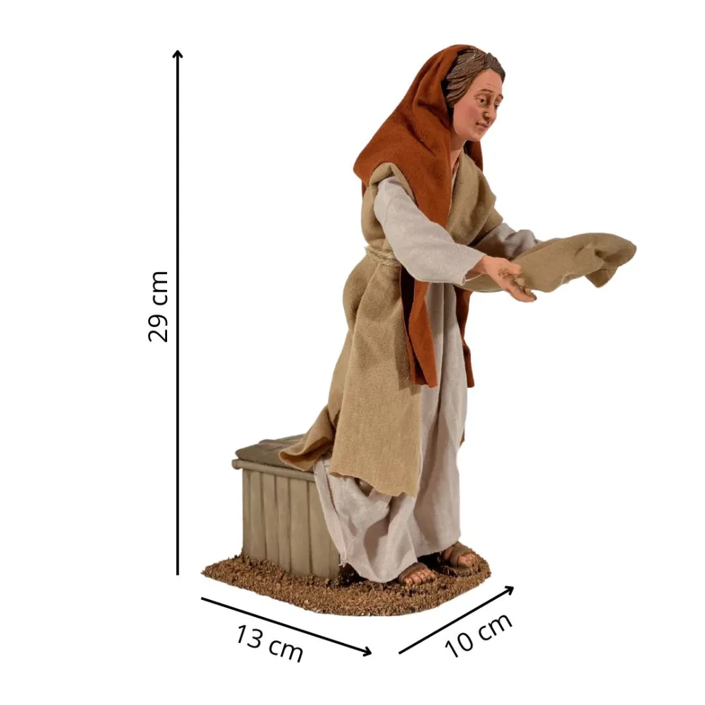 Animated Palestinian Woman Feeding Chickens - 30 cm