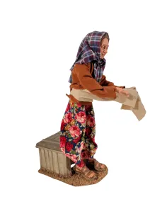 Animated Traditional Woman Feeding Chickens - 30 cm
