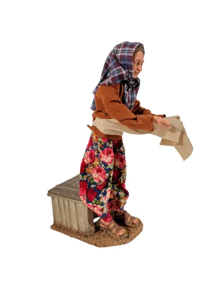 Animated Traditional Woman Feeding Chickens - 30 cm