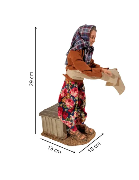 Animated Traditional Woman Feeding Chickens - 30 cm