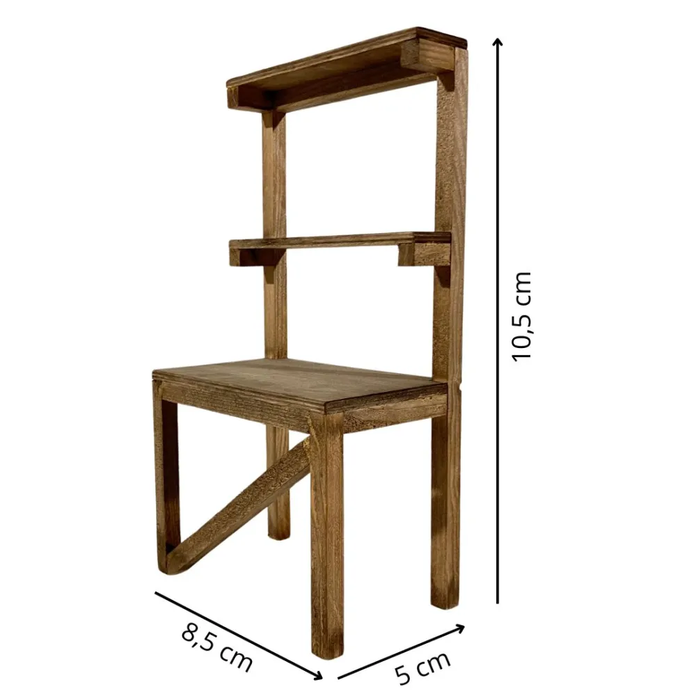 Empty three-tier wooden stall for 10 cm Nativity figures