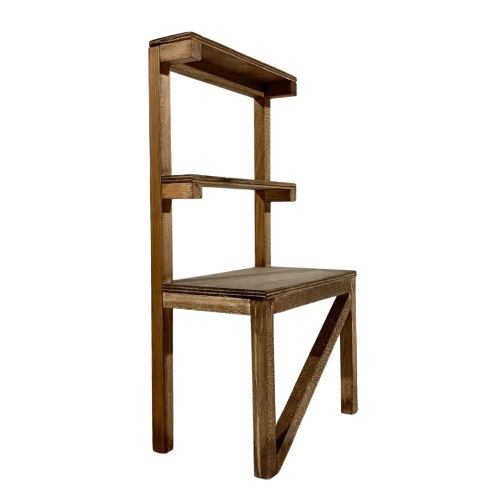 Empty three-tier wooden stall for 20 cm Nativity figures