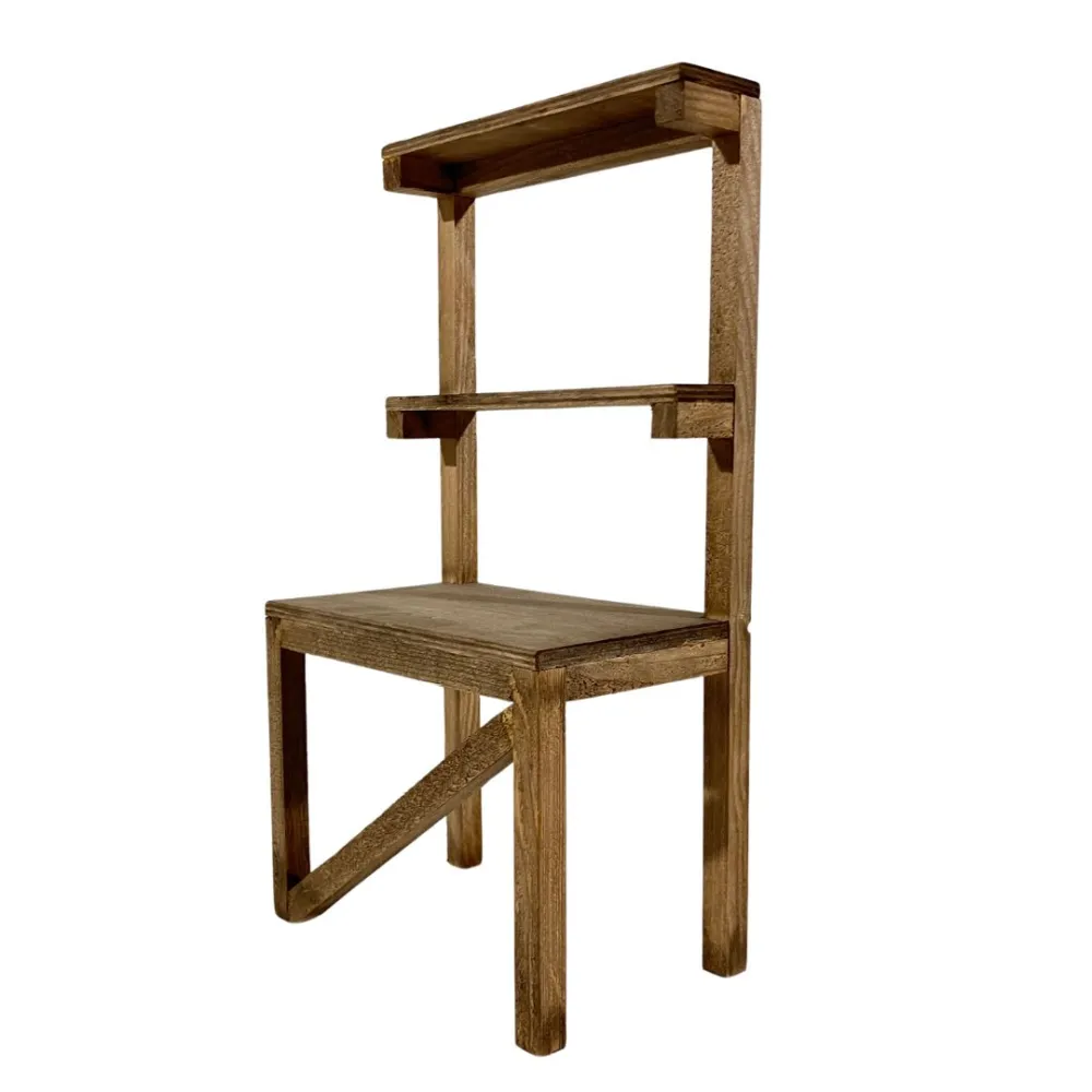 Empty three-tier wooden stall for 30 cm Nativity figures