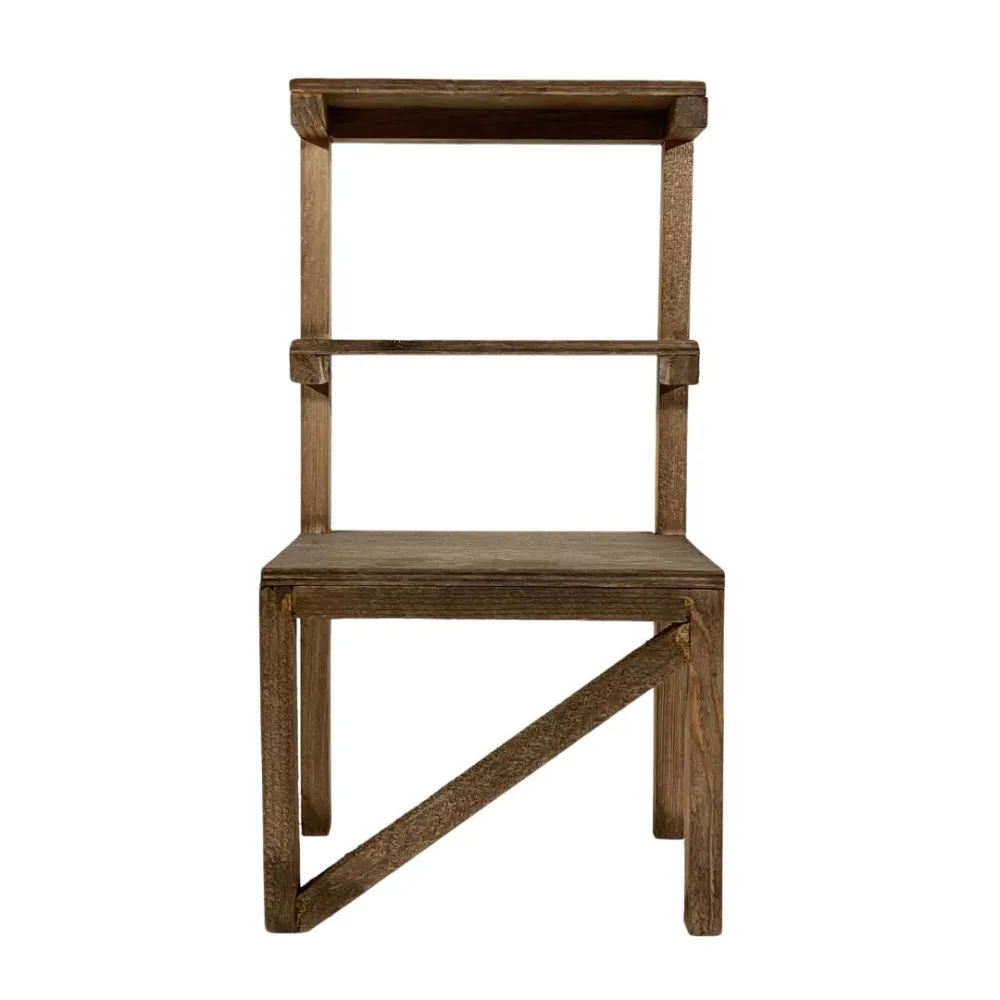 Empty three-tier wooden stall for 30 cm Nativity figures