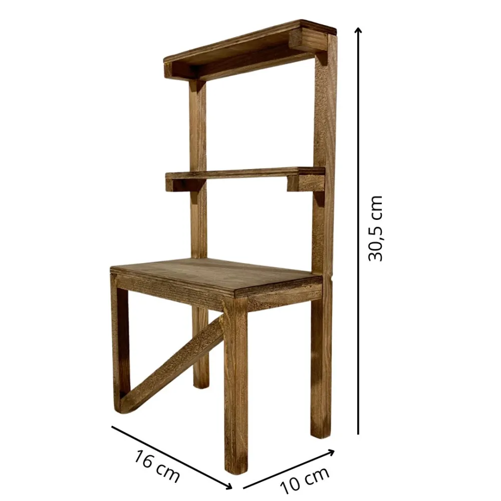 Empty three-tier wooden stall for 30 cm Nativity figures