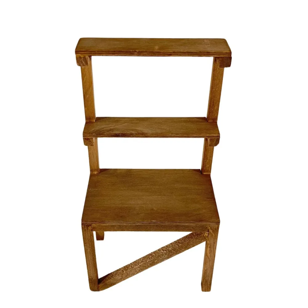 Empty three-tier wooden stall for 30 cm Nativity figures