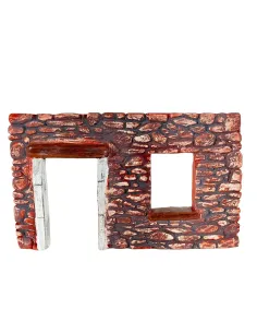 Coloured Plaster Wall with Doorway and Open Window for 8–10 cm Nativity Figures