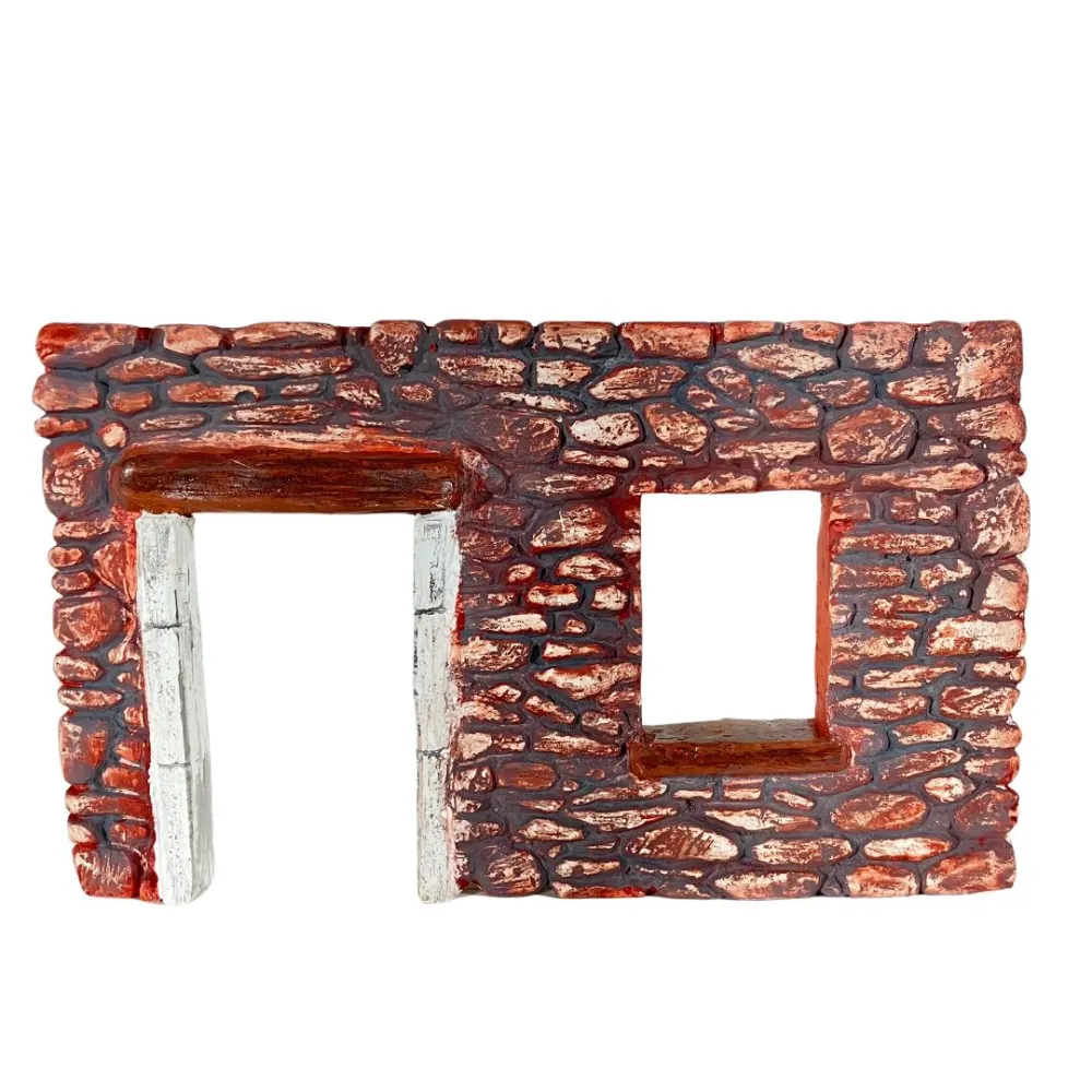 Coloured Plaster Wall with Doorway and Open Window for 8–10 cm Nativity Figures