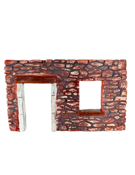 Coloured Plaster Wall with Doorway and Open Window for 8–10 cm Nativity Figures