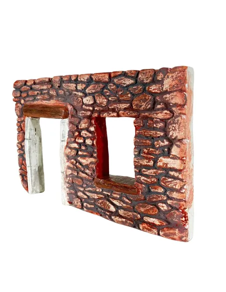 Coloured Plaster Wall with Doorway and Open Window for 8–10 cm Nativity Figures