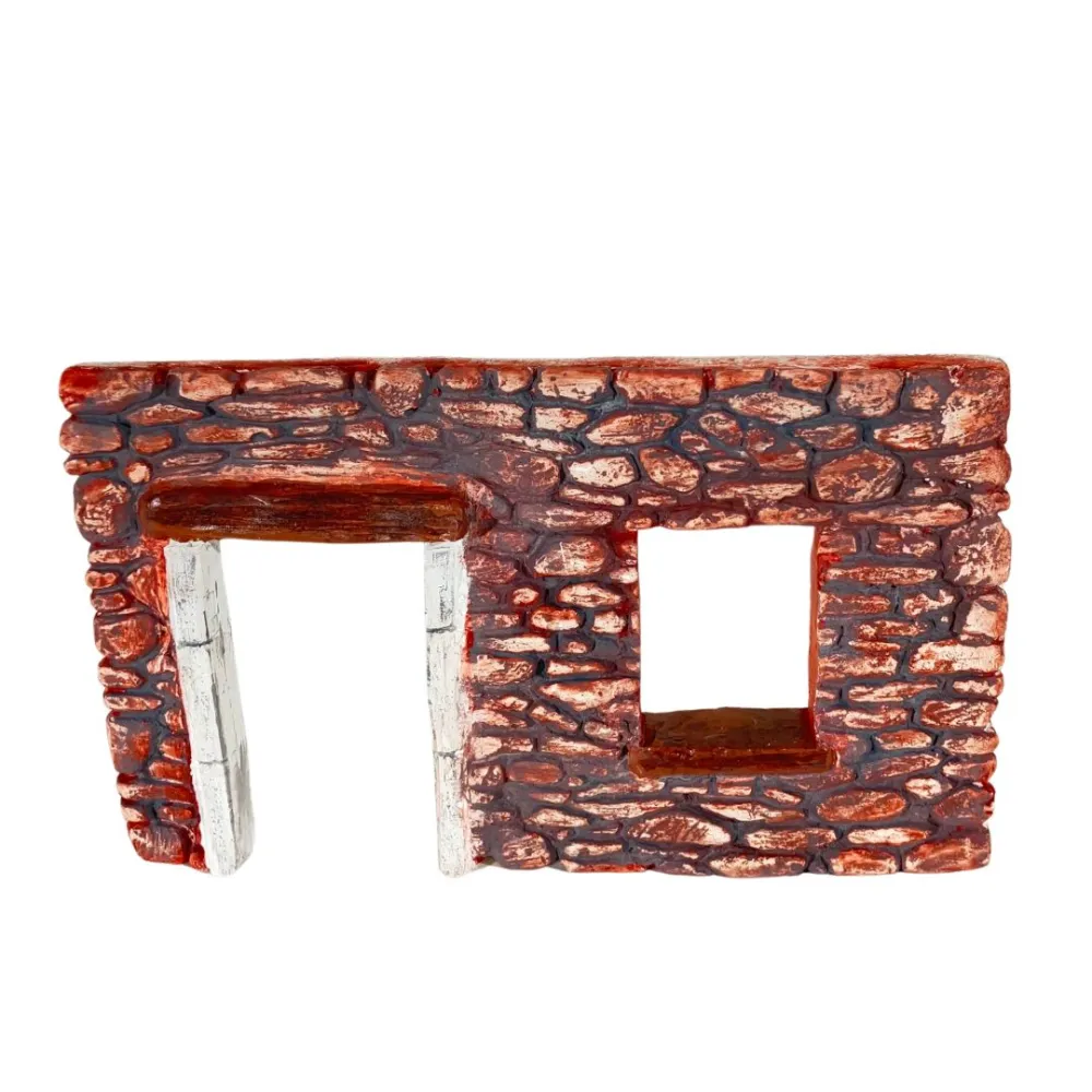 Coloured Plaster Wall with Doorway and Open Window for 8–10 cm Nativity Figures