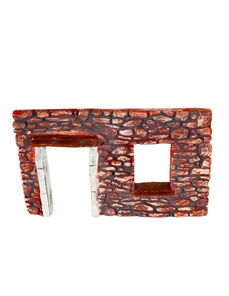 Coloured Plaster Wall with Doorway and Open Window for 8–10 cm Nativity Figures