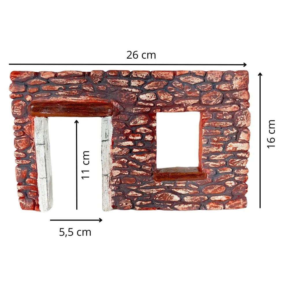 Coloured Plaster Wall with Doorway and Open Window for 8–10 cm Nativity Figures