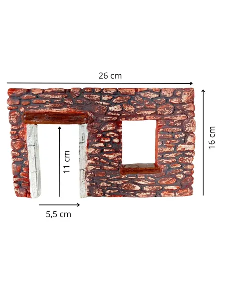 Coloured Plaster Wall with Doorway and Open Window for 8–10 cm Nativity Figures