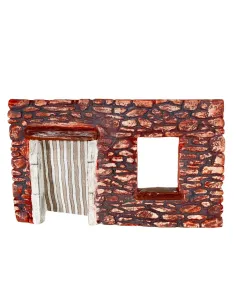 Coloured Plaster Wall with Curtain and Open Window for 8–10 cm Nativity Figures