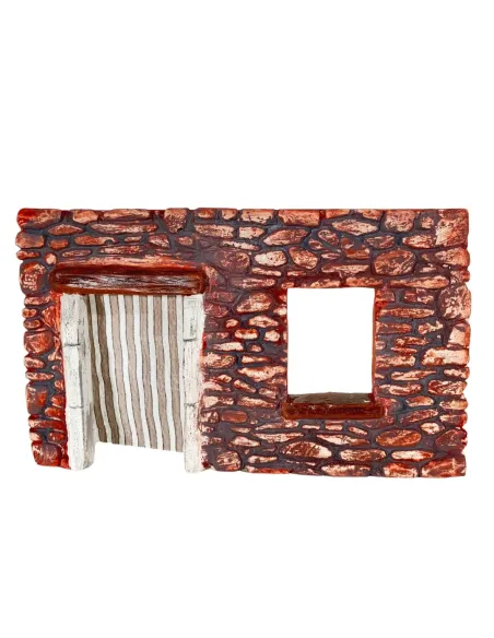 Coloured Plaster Wall with Curtain and Open Window for 8–10 cm Nativity Figures