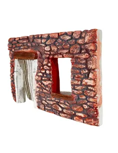 Coloured Plaster Wall with Curtain and Open Window for 8–10 cm Nativity Figures 2