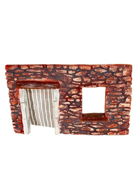 Coloured Plaster Wall with Curtain and Open Window for 8–10 cm Nativity Figures