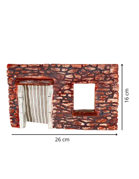 Coloured Plaster Wall with Curtain and Open Window for 8–10 cm Nativity Figures