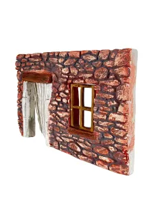 Parete in gesso colorata con tenda e finestra per statue da 8-10 cm 2