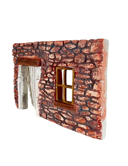 Coloured Plaster Wall with Curtain and Window for 8–10 cm Nativity Figures