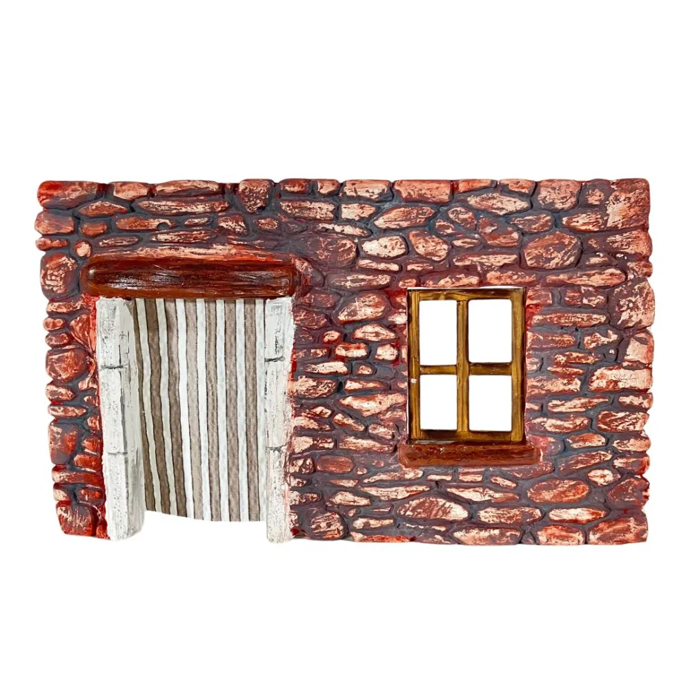 Coloured Plaster Wall with Curtain and Window for 8–10 cm Nativity Figures