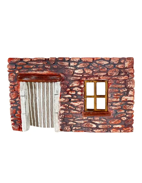 Parete in gesso colorata con tenda e finestra per statue da 8-10 cm