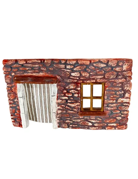 Parete in gesso colorata con tenda e finestra per statue da 8-10 cm