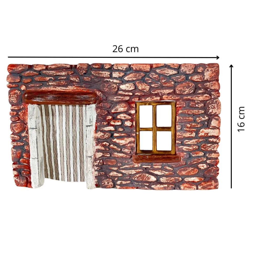 Coloured Plaster Wall with Curtain and Window for 8–10 cm Nativity Figures