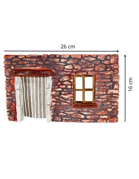 Coloured Plaster Wall with Curtain and Window for 8–10 cm Nativity Figures