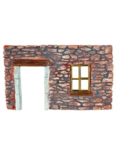 Coloured Plaster Wall with Window and Doorway for 8–10 cm Nativity Figures