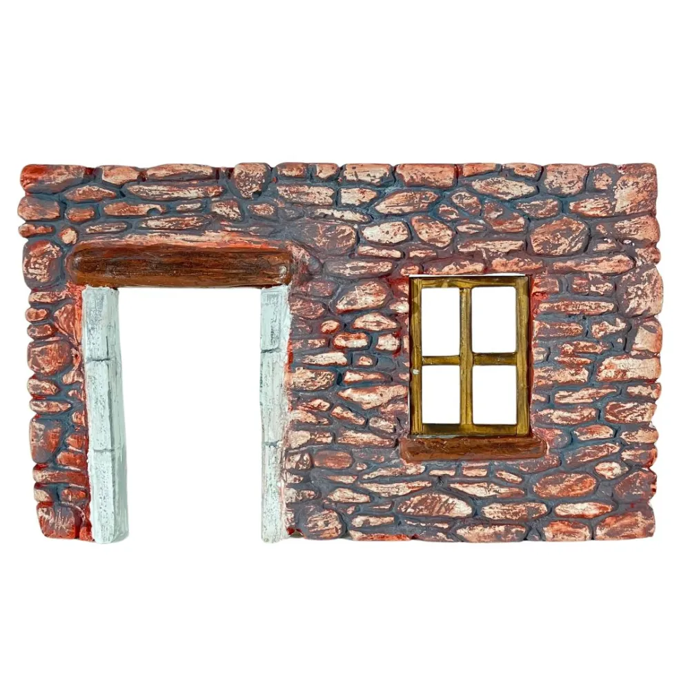 Coloured Plaster Wall with Window and Doorway for 8–10 cm Nativity Figures